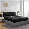 JHCHMX Lenzuolo con angoli in raso nero, per letto super king, ultra morbido, con tasca profonda in seta, solo 1 lenzuolo con angoli, nero, 180 x 200 cm