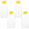 Cabilock 4 Pz Dispenser di Miele In Plastica - Pratico Bottiglia Da Spremere Per Miele Marmellata Bbq Salsa E Più Trasparente 16 Cm