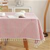 meioro Tovaglia A Strisce Tovaglie Rettangolare Tablecover in lino Tablecloth nappa a righe Adatto per Interni ed Esterni (Strisce rosse/bianche, 140×300cm)