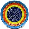 Kaladia - Piatto per grattugiare in ceramica - ideale per zenzero, parmigiano, ecc. - Motivo: blu/arancione/verde - Diametro: 12 cm - Fatto a mano e dipinto a mano - Made in Spain