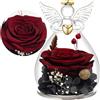 Yamonic Regalo Festa della Mamma, Rosa Stabilizzata Vera Regalo Donna,Rosa Eterna in Angel Cupola Regali Mamma,Figurine di Angeli Regali Nonna Donna Compleanno Angelo Custode Festa della Mamma