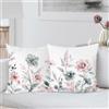Bonhause Federe per Cuscini Fiore dell'acquerello 45 x 45 cm Copricuscini Decorativi Fiori Rosa Grigio Moderno Federa per Cuscino Divano Letto Casa Giardino Decorazione Set di 2