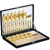 Velaze Set di posate oro, 30 pezzi in acciaio inox 18/10, posate per 6 persone con scatola regalo, set di posate con coltello, cucchiaio e forchetta, lucidate a specchio, lavabili in lavastoviglie