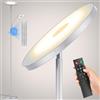 Yikuneng 42W Lampada Da Terra Salotto, 4500LM Luminosa LED Piantana Lampada da Terra Dimmerabile con Telecomando e Touch Control, 2700K-6500K Piantana LED Lettura Nera per Soggiorno Letto Ufficio, Grigio
