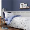 Bianca Set copripiumino matrimoniale reversibile in cotone spazzolato Starlight Animals bianco blu