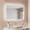 EMKE Specchio Bagno con Illuminazione 80x60 cm, Specchio a LED,3 colori di luce dimmerabili (luce bianca calda/fredda/neutra), funzione anti-appannamento, interruttore tattile, specchio da parete