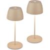 BRILONER - Set di 2 mini lampade da tavolo LED senza fili, IP44, con touch, dimmerabili, batteria e sorgente luminosa sostituibili, lampada da comodino, ricaricabile, 8x20 cm (DxH), beige