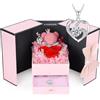 ELEUTH Rosa Eterna Idea Regalo per Lei,Rosa Stabilizzata con Collana e Orsetto Rosa Romantico Regalo San Valentino per lei,Festa della Mamma,Regalo di Compleanno per Fidanzata,Moglie,Donne