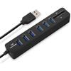 No HUB USB Docking Station Splitter Multi USB 2.0 Hub USB Divisore Ad Alta velocità 6 Porte con TF SD Card Reader Data Hub Extension (Color : Black)