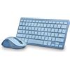 NGS Fantasy Kit Blue - Tastiera e mouse wireless QWERTY spagnolo, silenzioso ricaricabile, multimodalità 2.4 GHz e Bluetooth, 12 tasti multimediali, DPI regolabile, blu