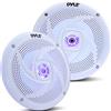 Pyle Altoparlanti Marini 10,16 Centimetri, 2 Vie, Casse Audio Impermeabili e Resistenti alle Intemperie con LED, Speaker 100 Watt, Progettazione Sottile, Coppia, Bianche