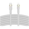 Belkin BoostCharge Pro Flex Cavo intrecciato da USB-C a Lightning (2 m), certificato MFi, ricarica rapida Power Delivery da 20 W, per iPhone 14/14Plus, 13, 12, Pro, Max, mini, SE, iPad, altri - Bianco