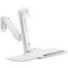 PureMounts Supporto per monitor con vassoio per tastiera, supporto per schermo a parete con vassoio per tastiera, regolabile in altezza, orientabile, inclinabile, postazione di lavoro in piedi, bianco