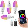 Wiby Lampadina a Oliva Smart Wi-Fi E14 5,5W 400lm RGB + CCT 2700-6500K Dimmerabile, Compatibile con Alexa & Google Home, App Tuya/Smart Life, 4 unità