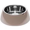 Ferplast Ciotola per Cani Ciotola per Gatti Jolie - Ciotole per Cani per Acqua e Cibo in Acciaio Inox con Supporto in Plastica, Antiscivolo, Grande (1,2 L), Tortora