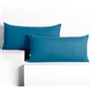 DecoKing Set di 2 federe 40 x 120 * 2 cm, jersey 100% cotone pettinato, chiusura a cerniera Blu Amber