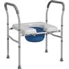 HOMCOM Sedia Comoda WC per Anziani e Disabili, Sedia WC 4 in 1 Regolabile in Altezza con Braccioli Imbottiti e Secchio Rimovibile, Grigio
