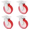 Amig - Set 4 Ruote Girevoli con Piastra Metallica | Ø 80 mm | Peso Massimo 100 Kg | Per Spostare Mobili Pesanti | Per Uso in Ospedali e Settore Alberghiero | Nucleo in Nylon Bianco | Poliuretano Rosso