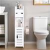 powerking Porta carta igienica con aste, piccolo armadietto da bagno con ante e ripiani, armadio sottile per bagno, piccoli spazi, pavimento angolare - bianco