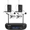 Vonyx WM82B Digital - Sistema Radiomicrofono Digitale UHF, 2 Canali, 2x Microfoni Headset & Trasmettitore Tascabile, Fino a 50 m di Copertura, Valigia di Trasporto