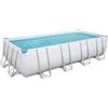 Bestway Piscina Rettangolare Power Steel 56466 Grigio Chiaro - 549x274x122cm con Filtro a Sabbia