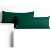 DecoKing Set di 2 federe 40 x 120 * 2 cm, jersey 100% cotone pettinato, chiusura a cerniera Verde bottiglia Amber