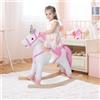 StrMy Cavallo a Dondolo Principessa in Legno e Peluche Pony Unicorno Rosa con Musica