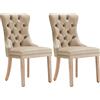 FC Set di 2 imbottiti Sedie per sala da Pranzo fuori da Velluto, Design con Cucitura Bottoni, 50x46x91 cm, Marrone Chiaro