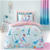 Catherine Lansfield Set copripiumino singolo reversibile con federa, motivo sirena, blu