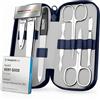marQus Solingen Set Manicure Uomo e Donna - Kit da 7 Pezzi con morbido Etui in Vera Pelle. Include Forbicine e strumenti di qualità per Mani e Piedi. Perfetto per viaggi e cura elegante delle Unghie