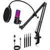 FDUCE M160 USB Gaming Microphone Kit for PC,RGB Condenser Podcast Mic with Monitor Jack,Quick Mute,Gain Control,Pop Filter,Boom Stand for Recording Streaming,Podcasting,Gaming
