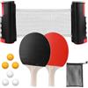 BYZESTY Set da Ping Pong, Racchette Ping Pong Set Professionale con 2 Racchette, 6 Palline, 1 Borsa Portatile, 1 Regolabile Rete, Ping Pong Set da Tavolo Portatile, per Formatori Adulti Bambini Indoor Outdoor