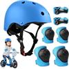 mizikuu Casco Bici Bambino, 7 in 1 Set di Protezioni Regolabile Gomitiere Polso Ginocchiere caschi di protezione per Skateboard Pattini in Linea Bicicletta Protezione 3-7 Anni Bambina, Blu