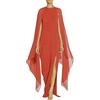 Cocila Vestito Lungo da Donna Abito da Donna Abito da con Spacco Irregolare a Vita Sottile Profonda Abito Lungo Abito da Festa di Solido Swing Vestito Anni 40 (Red, M)