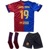 Boriverae Lamine Yamal - Maglia da calcio per bambini #19 - Barcelona con maglia e pantaloncini | Maglia Barca di alta qualità per ragazzi | ideale per allenamento e tempo libero (4-14 anni), Blu, 128