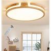 GHiycotdl Plafoniera Legno, Φ40Cm 24W Dmmerabile 3000K-6000K Legno Moderna Rotonda Plafoniera Led,Per Soggiorno Cucina Soggiorno Camera Da Letto Corridoio Sala Da Pranzo