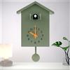 Eummy Orologio a cucù minimalista con pendolo - Delicato orologio da parete a forma di casetta per uccelli con suoneria, a batteria per arte da parete, casa, soggiorno, cucina, decorazione ufficio (Verde)