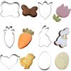 LunarCharm Set di 6 formine pasquali, conigli, fiori, farfalle, pulcini, carota, formine per biscotti, Pasqua, biscotti pasquali, formine per biscotti
