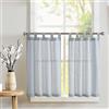 TOPICK Tenda a righe in lino con strisce, opaca, corta, per cucina, sala da pranzo, bagno, piccola finestra, 65 x 60 cm, blu su beige