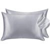 Juwenin Home - Confezione da 2 federe per cuscino in pura seta di gelso, morbide, per capelli e pelle, con chiusura a busta (50 x 75 cm, Argento)