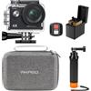 AKASO EK7000 Action Cam con Impugnatura e Custodia Protettiva, 4K30FPS Fotocamera Subacquea 20MP WiFi stabilizzazione EIS 170° Grandangolo Ultra HD con Zoom 4X e Batterie 2x1050mAh