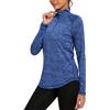 iClosam Maglia Sportiva Donna Manica Lunga Maglia Running Donna con Mezza Zip Maglietta da Corsa Donna Traspirante T Shirt Palestra Donna Leggera Blu Scuro-M