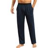 Crewhpo Pantaloni Pigiama Uomo Cotone Pantalone Pigiama Lungo Pantaloni da Casa Uomo con 2 Tasca Pantaloni Comodi Pantaloni Larghi Tinta Unita Blu Navy XXL