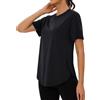 Wayleb T-Shirt Sportiva Donna Girocollo Maniche Corte Estiva Traspirante e Leggera per Corsa, Fitness, Yoga, Palestra, Funzionale con Spacchi Laterali, Nero M