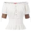 Belle Poque Steampunk Victorian - Camicia con corsetto da donna a mezza manica stile vittoriano bianco XXL