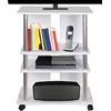 BAKAJI Mobile TV in Legno MDF con 3 Ripiani Porta Console Videogiochi DVD e 4 Ruote Mobiletto Carrello Porta Televisore Design Moderno Dimensione 60 x 45 x 80,5 cm braccio supporto braccetto (Bianco)