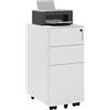 WOLTU Cassettiera a 3 Cassetti, Schedario da Ufficio in Metallo, Organizer per Documenti con 5 Ruote, Cassettiera con Chiave, per Formato A4 Letter Legal in Studio, 30x45x60cm, Bianco, ASK10ws
