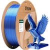 eSUN Silk Filamento PLA a doppio colore da 1,75 mm, filamento per stampa 3D in coestrusione Silk Magic PLA, colore sfumato che cambia bobina da 1 kg (2,2 libbre) (Silk Blu Argento, 1KG)