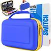 Orzly Custodia per interruttore per Nintendo Switch/Switch OLED - Fortnite Joycon a tema Nintendo Switch con accessori e spazio per schede videogiochi, custodia protettiva da viaggio (blu/giallo)