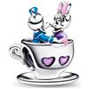 The Charmery Disney - Ciondolo a forma di Paperino e Paperina, in argento Sterling 925, compatibile con braccialetti Pandora e molti altri braccialetti con ciondoli del Regno Unito, Argento sterling